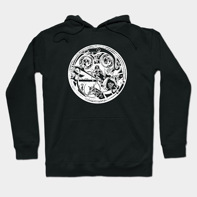 White Pocket Watch Clockwork Hoodie by Vintage Boutique